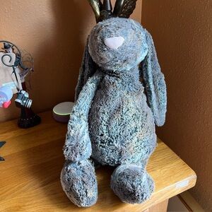 Jellycat Gray Brown Plush Bunny Rabbit Long Ears Bashful Woodland 22in